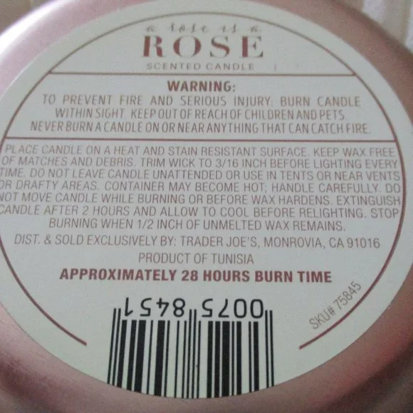 Set of 2 Trader Joe's Rose Scented Candle New in Rose Gold Tin Limited Edition - Picture 4 of 5